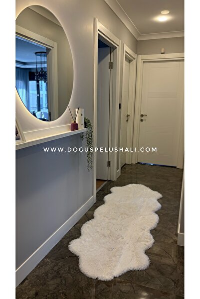 Doğuş Peluş Halı Tavşan Beyaz Yumuşak Dokulu Peluş Halı Çift Kafa Post