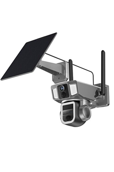 Powerology 4G/WiFi Solar Outdoor Camera 2K Dual Lens 360° View 10x Zoom IP66
