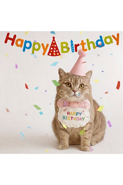 Payidar Hediyelik KEDİ/KÖPEK DOĞUM GÜNÜ PARTİ KIYAFETİ VE HAPPY BİRTHDAY YAZI...