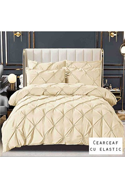 Patul Bed Linen 6 Pieces, Pleats, Fine Cotton, Sulphur, Double Bed, 2 Persons...