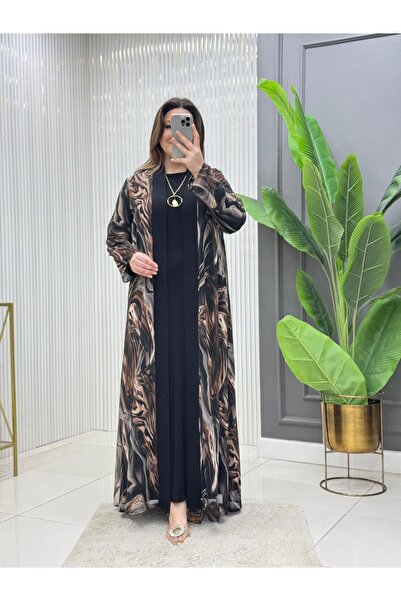 Modam Bella Set de rochie cu imprimeu marmorat, mărime mare, cu colier