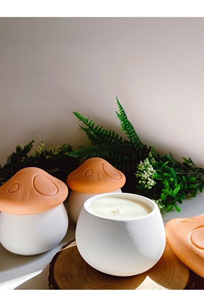 LALEZEN HOME Mantar Temalı Kokulu Soya Mum Mantar Mumluk