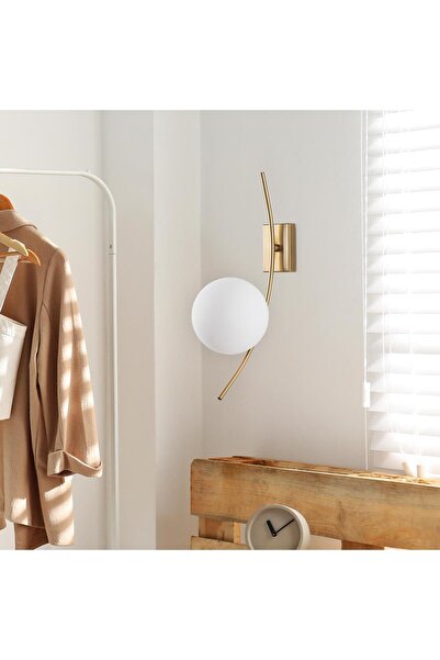 AmberLED Stylish Glass Single Sconce, Shiny Gold, E27 Compatible, Kitchen and...