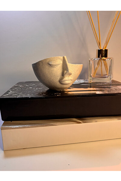 Gragold3Design Soyut Yüz Formlu Dekoratif Kase | Mat Mermer Beyaz | Modern Ma...