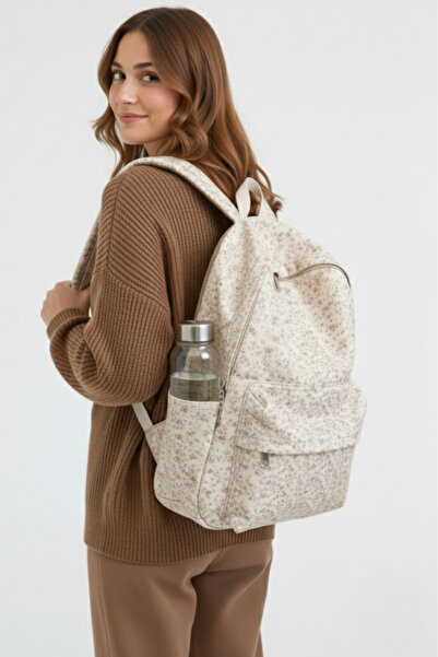 LULALU Çiçek Desenli Günlük Kullanım Kadın Sırt Çantası - Çiçek Desenli Kadın...