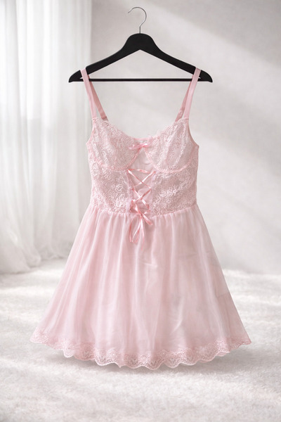 MODA45 pembe dantel gecelik