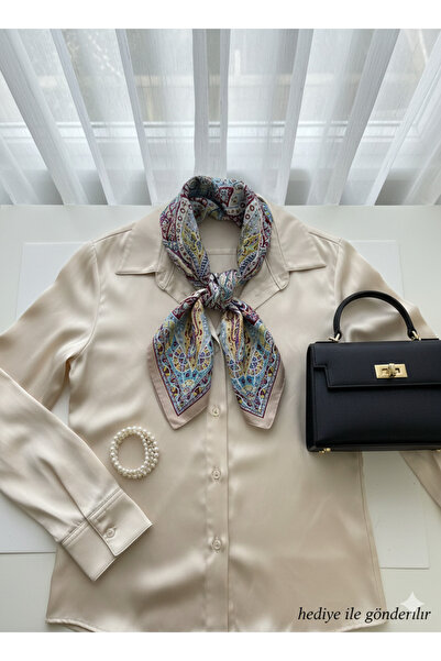 MİNELEŞARP34 Mineleşarp Tensel Fabric Ethnic Pattern Multi-Colored Scarf