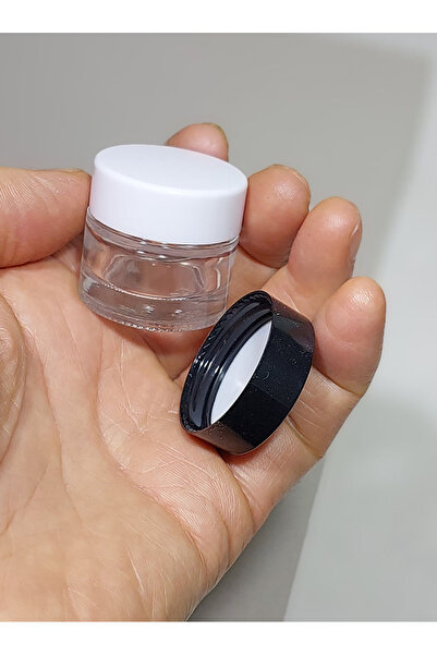 dercam BOŞ CAM KREM KAVANOZU, 10 ML, ( 2 ADET SİLİNDİR MODEL, ŞEFFAF BEYAZ KAPAKLI