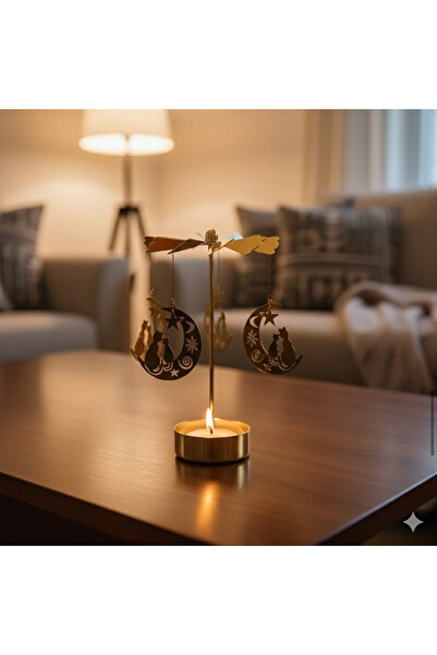 İthal Dekoratif Gold Isı ile Dönen Mumluk Kahve Sunumu Yanında Hediyelik