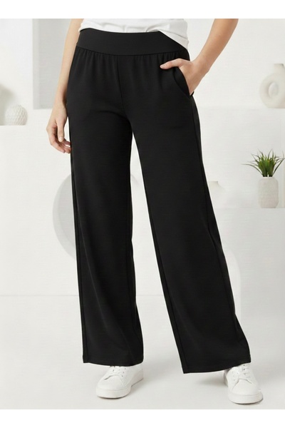 EŞOFMAN DÜNYASI بنطلون فضفاض أسود بخصر مطاطي (المنتج قطعة واحدة فقط)