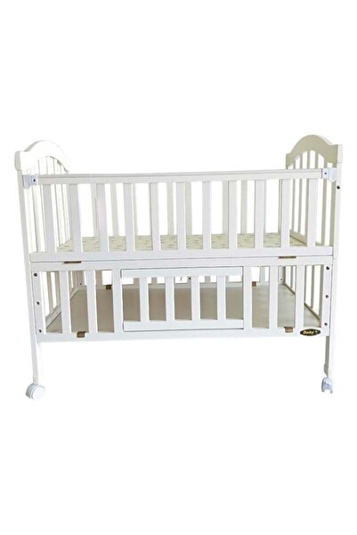 Baby Star Wooden Baby Bed with Storage, Wheels and Mosquito Net, 100x60 cm - ...