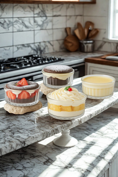 Home Cressa Heat Resistant Glass Oven Bowl 4 Pieces 10 Cm-Soufflé Container