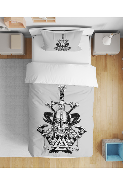 Home Viking Warrior Themed 3D Digital Printed Single Person Duvet Cover Set W...