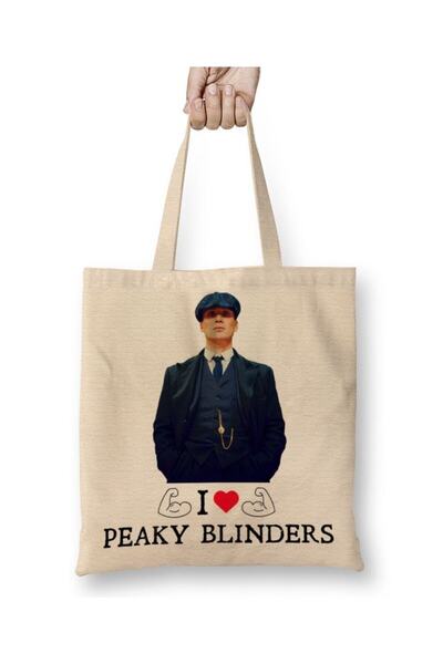 Toyaso I Love Peaky Blinders Geantă de pânză albă Geantă de cumpărături cu mâ...