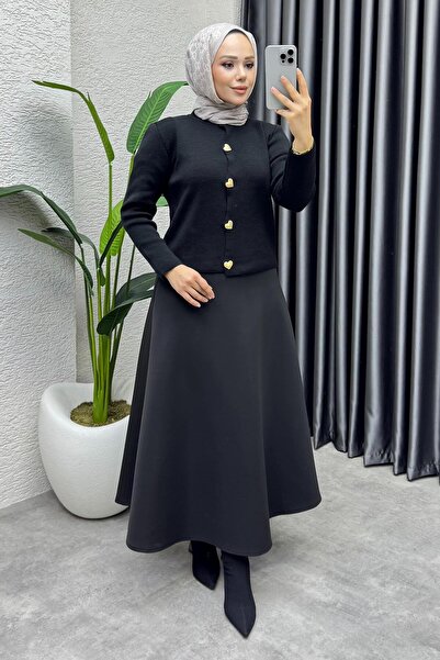 Kalemen Moda تنورة سكوبا ميفلانا 1358 باللون الأسود