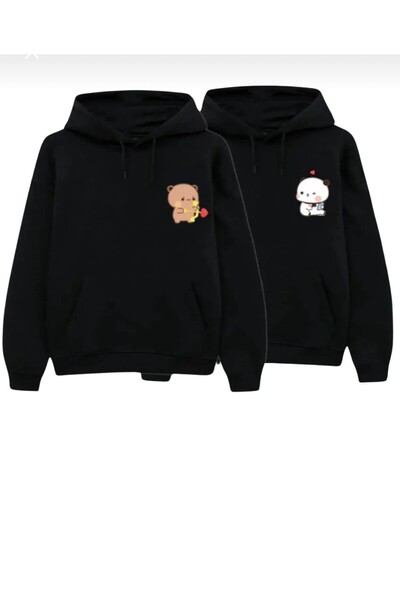 LELVANİ Caricature Panda Bubu & Dudu Bear Patterned Double Combination Hoodie...