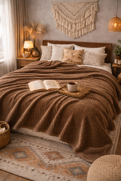 IZAHOUSE LIVING Çift Kişilik Yumoş Super Soft Battaniye