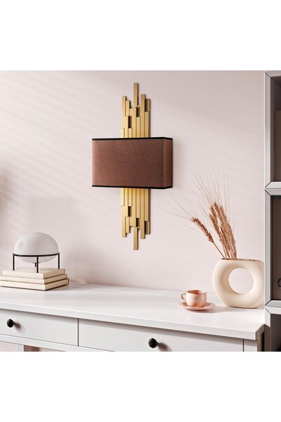 AmberLED إضاءة مكونة من قطعتين مع غطاء مصباح ذهبي لامع لغرفة المعيشة وغرفة النوم