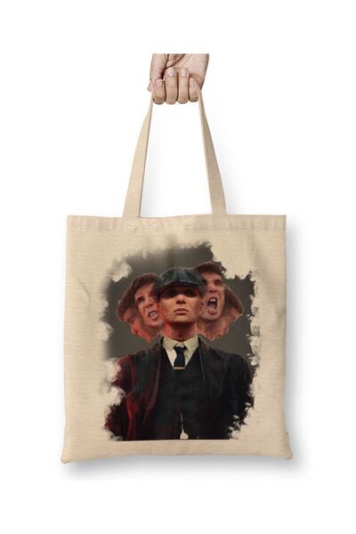 Toyaso Geantă de pânză albă Peaky Blinders Geantă de cumpărături cu mâner lun...