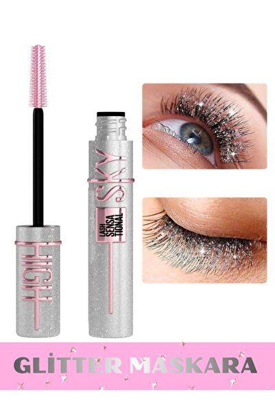 NUNUKO Sky High Simli Renkli Maskara - Silver Glitter Mascara - Kar Tanesi Ef...