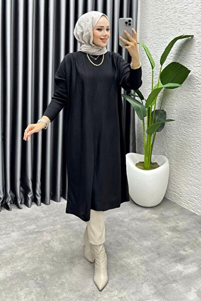 Kalemen Moda Basic Salaş Triko Tunik 2096 Siyah