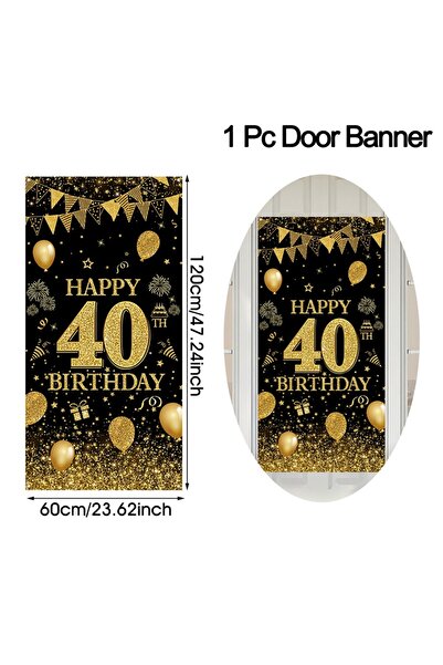 Choice 40 Black Gold Flag Door Hanging Banner 18th 30th 40th 50th Birthday Pa...