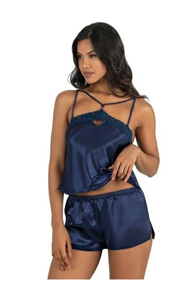byasafkids Navy Blue Satin Shorts Set