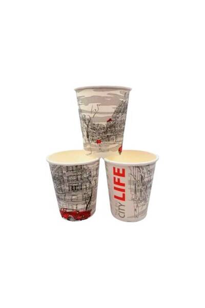 Other Thick Paper Tea Cups 9 oz City Life Pack (50 pieces)
