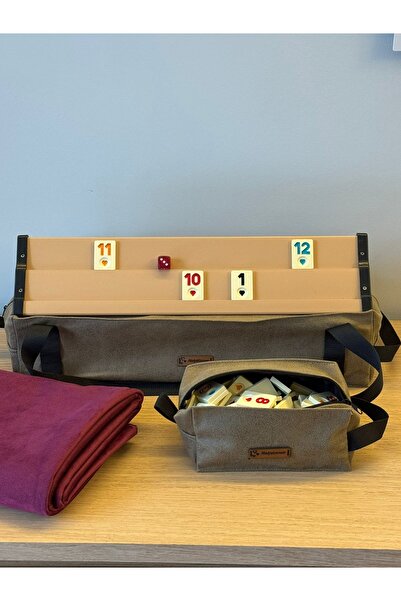 Mady Aksesuar Okey Game Set Brown, Game Table Cover, Plastic Okey Set
