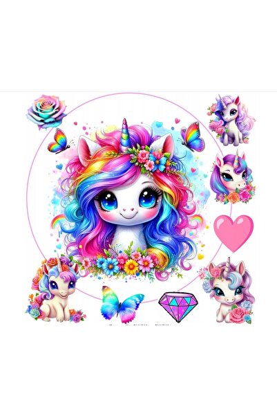 hediyehobihersey Yeni Sevimli Unicorn Şekerli Kağıda Baskı Yenilebilir Kağıt ...