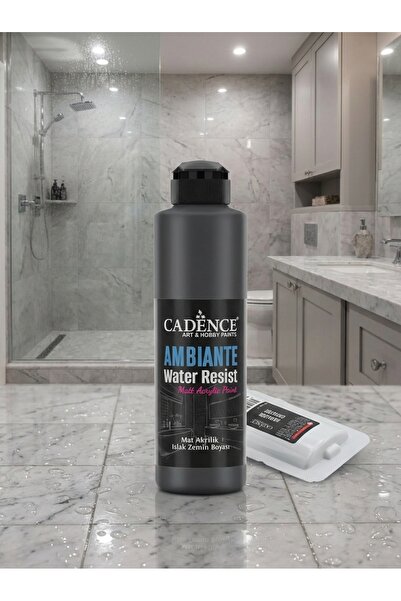 Cadence Ambiante Metalik Fayans ve Tezgah Boyası AWM-08 Siyah 250 ml Islak Ze...