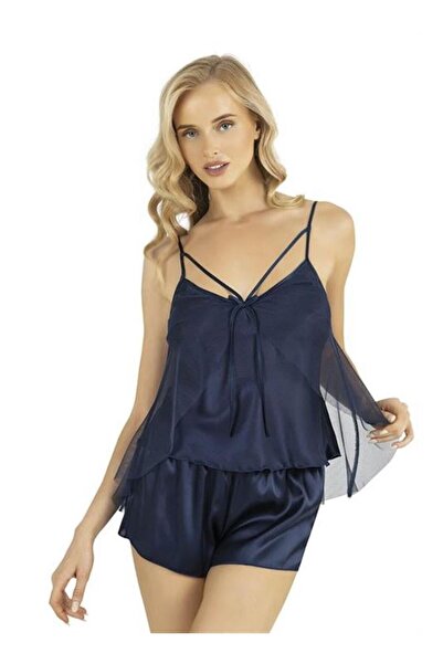 byasafkids Navy Blue Satin Shorts Set