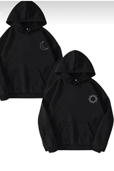 LELVANİ Month & Sun Patterned Couples' Matching Hoodies Hooded Shirt Print