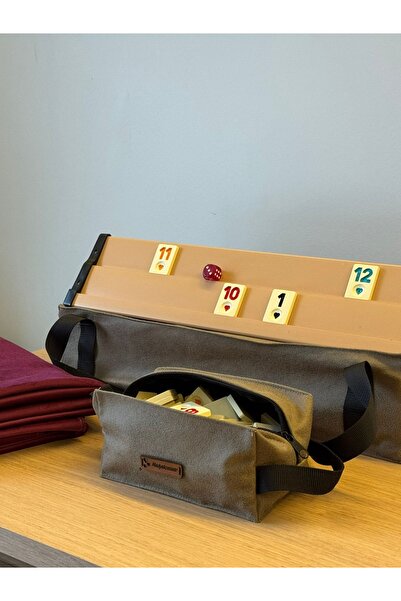 Mady Aksesuar Okey Game Set Brown, Game Table Cover, Wooden Okey Set