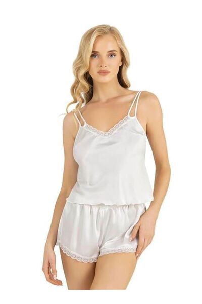 byasafkids Ecru Satin Shorts Set 9210