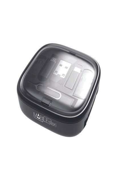 TRAVELMALL Mobilesteri 8-in-1 Multi-Tool Travel Kit USB-C Cable lightning/Micro-USB Adapters – Black