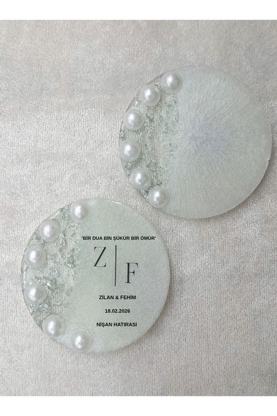 Mila Tasarım Kişiye Özel Epoksi Magnet | İncili Şeffaf Reçine Nişan Söz Nikah...