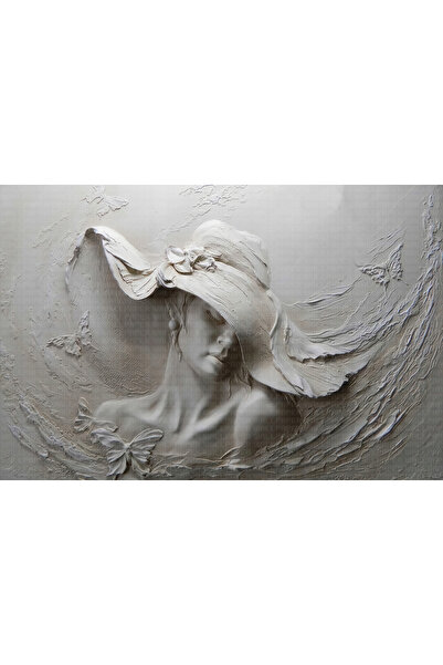 Arterior Wallpaper Şapkalı kadın ve kelebekler rölyefi poster duvar kağıdı