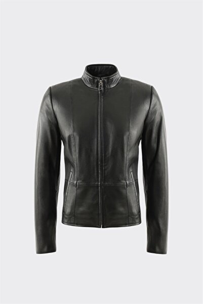 Elle Shoes Siyah Deri Kadın Ceket