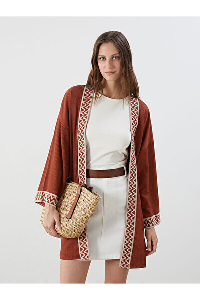 LC Waikiki Özmarka Νέας Σεζόν Γυναικεία Ζακέτα Oversize με Σχέδιο στο Γιακά Σάλι