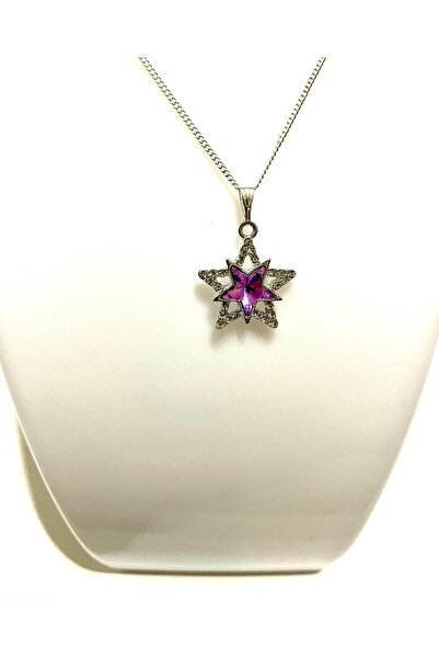 ak-ha takı tasarım Yekpare zirkon taşlı mor yıldız kolye