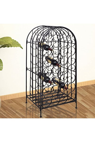 vidaxl رف معدني للنبيذ يتسع لـ 35 زجاجة