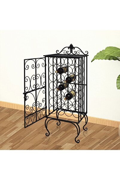 vidaxl رف نبيذ معدني لـ 28 زجاجة