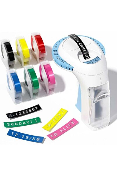 Arabest طابعة ملصقات بارزة بستة أشرطة، طابعة ملصقات يدوية ثلاثية الأبعاد بتصم...