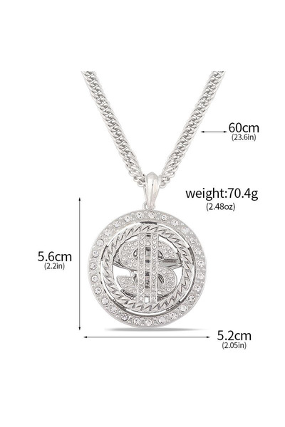 Choice قلادة رجالية N00754-02 ذهبية اللون على شكل علامة الدولار مع سلسلة كوبي...