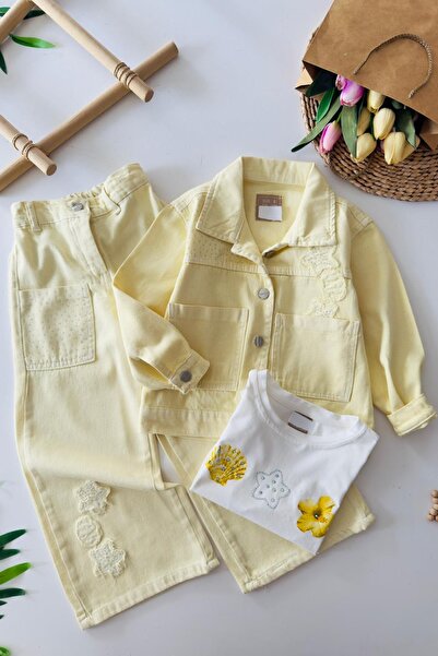 Minigimin Cicileri My Little Girl's 3-Piece Set with Stone Pocket Detail and ...