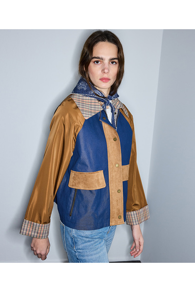 İpekyol Plaid Pattern Mix Coat