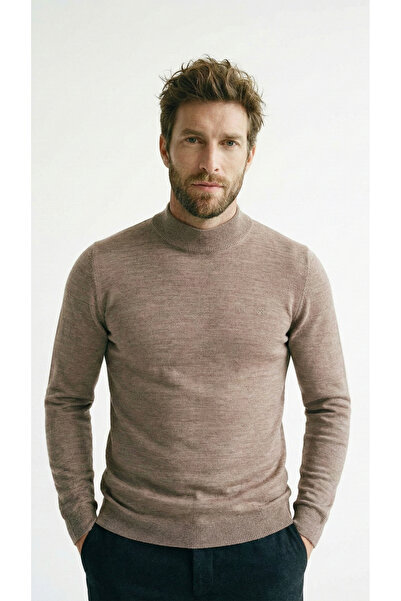 Vocens Men's Thin Knitwear Half Fisherman Plain Solid Sweater