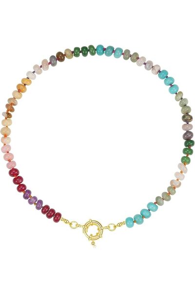 Arabest قلادة من الخرز والأحجار الكريمة للنساء، قلادة تشوكر ملونة من الخرز ال...