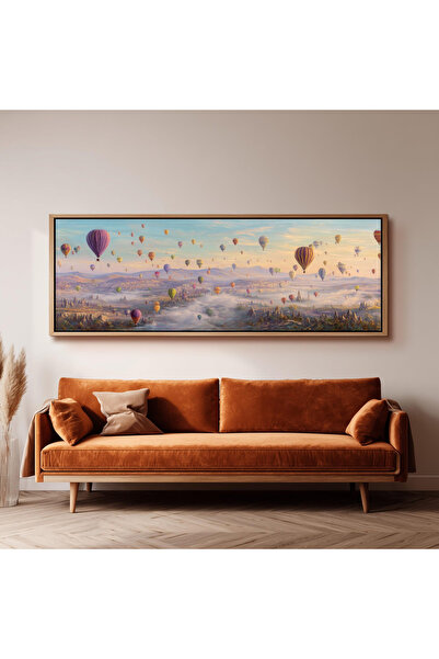 woodhomeworks Tek Parça Gerçek Ahşap Yatay Panorama Çerçeveli Tablo kapadokya